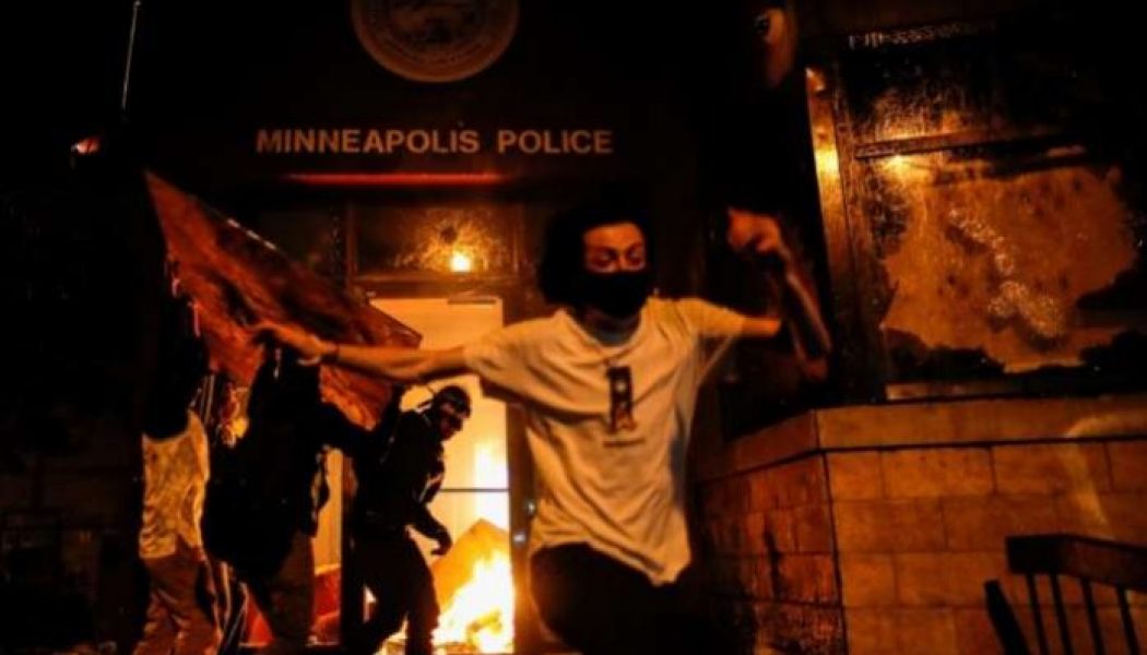 George Floyd: Protesters set US police station ablaze