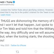 Twitter restricts Trump tweet for ‘glorifying violence’
