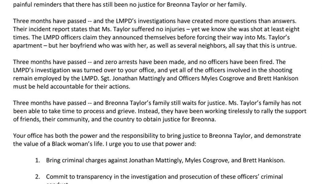Beyoncé Demands Justice for Breonna Taylor in Open Letter to Kentucky’s Attorney General
