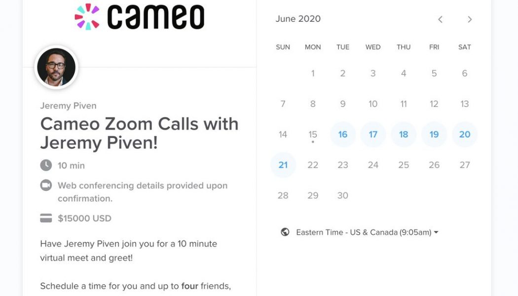 Cameo now lets people pay up to $15K to have a Zoom call with a celebrity