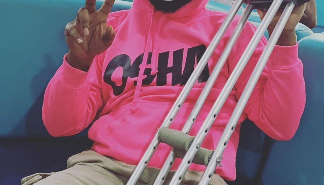 Davido Confined to Crutches After Sustaining Leg Injury