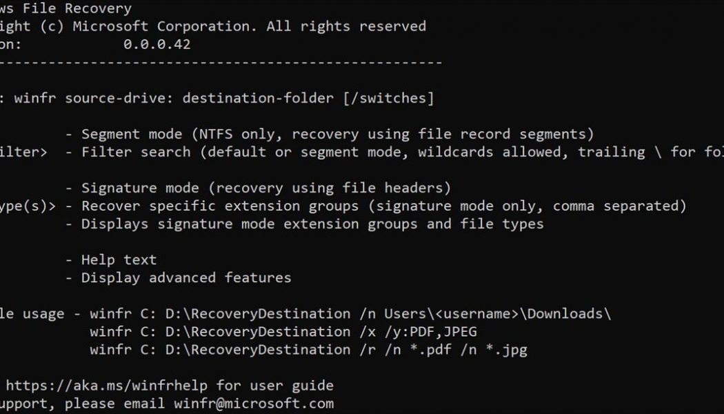 Microsoft’s new Windows File Recovery tool lets you retrieve deleted documents