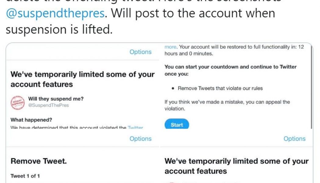 Twitter Suspends Account that Posts Exact Copies of Trump’s Tweets