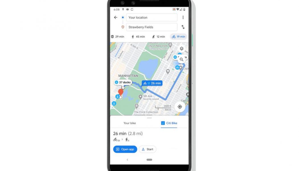 Google Maps now shows cycling routes using docked bike-sharing schemes