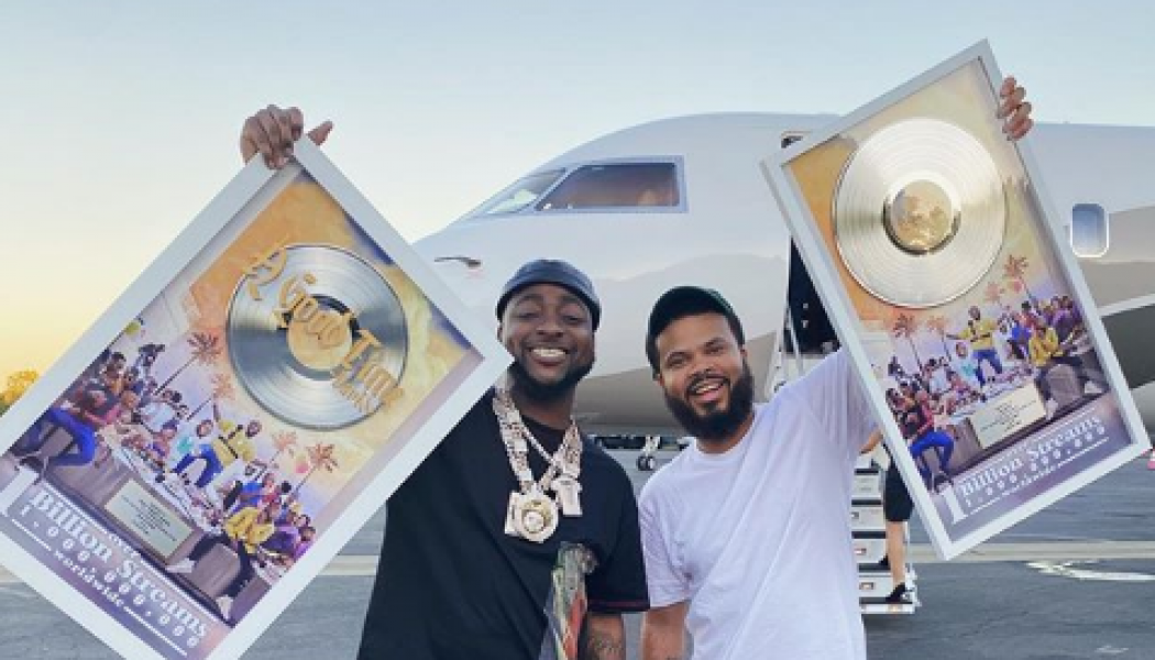 Davido receives plaque for hitting over 1 billion streams on ‘A Good Time’ album