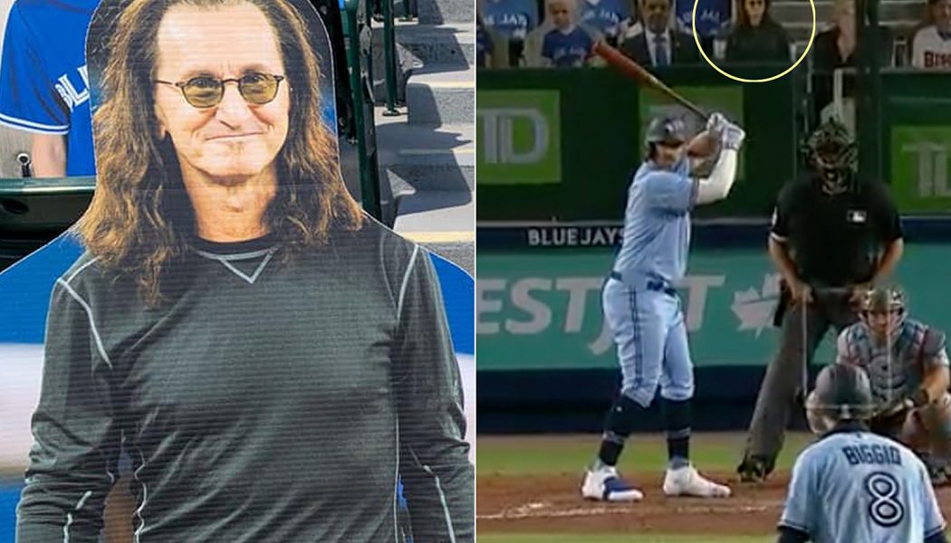 Geddy Lee Cutout Takes In Toronto Blue Jays Game