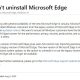 Microsoft’s ‘can’t uninstall Microsoft Edge’ support page is hilariously telling