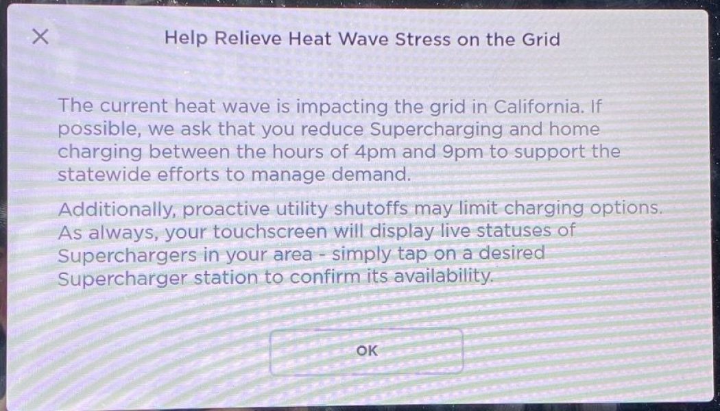 Tesla owners in California asked to reduce charging because of a heatwave
