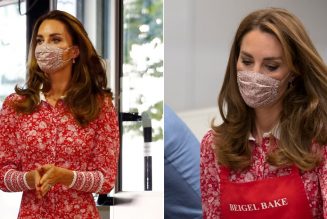 Catherine, Duchess of Cambridge Wears a Lively Red Floral Tea Dress to Visit London Muslim Centre