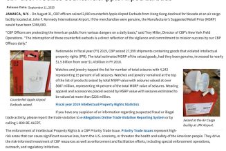 Feds proudly announce seizure of ‘counterfeit Apple AirPods’ that are actually OnePlus Buds