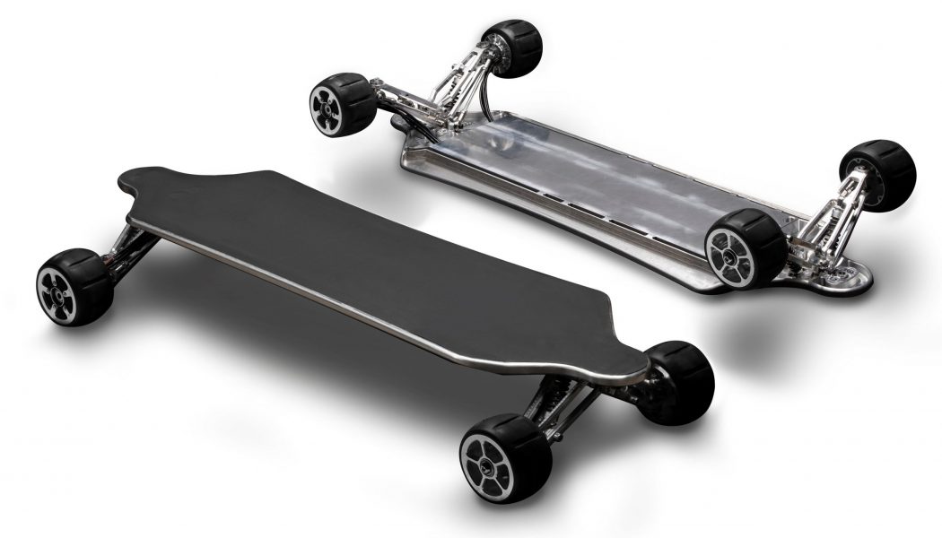 Hunter Board is a 34 mph electric skateboard with a unique suspension system