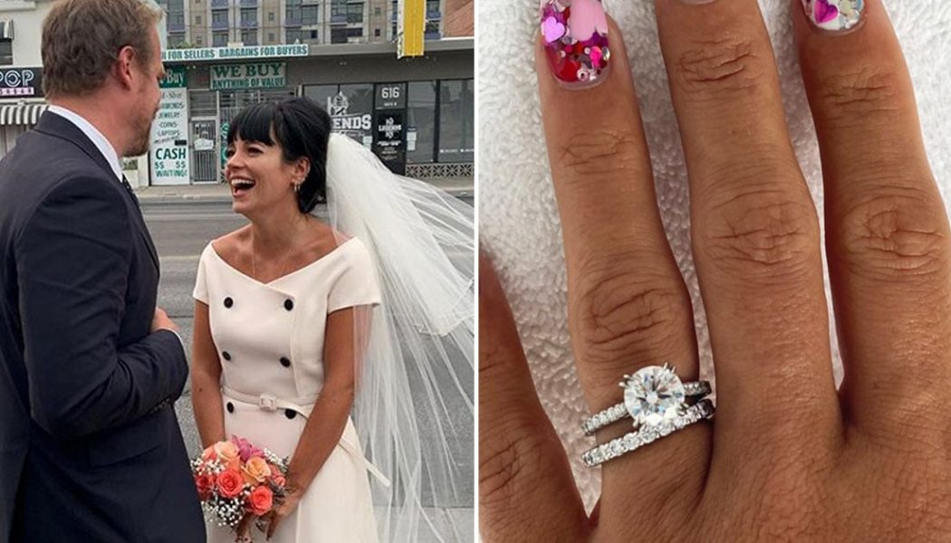 Lily Allen Is the Quintessential ’60s Bride with a Wedding Ring to Match