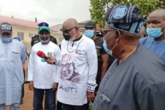 Ondo governor visits INEC office, describes fire incident unfortunate, shocking