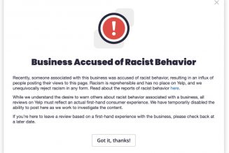 Yelp will alert users when a business has been accused of racist behavior