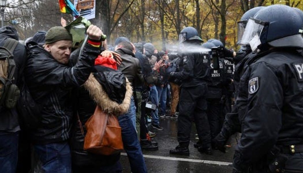 German police clash with protesters angry at Angela Merkel’s coronavirus law