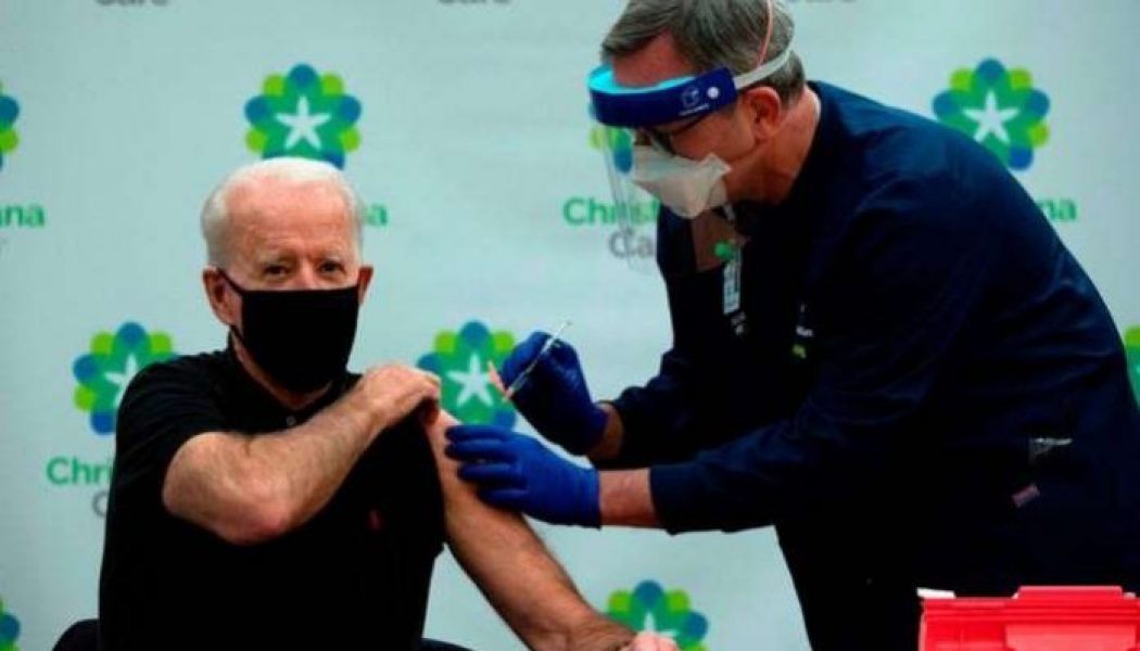 Joe Biden receives second dose of coronavirus vaccine on camera