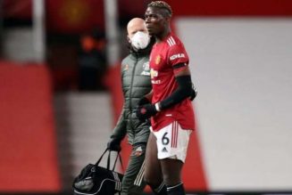Paul Pogba limps off injured in Manchester United’s clash vs Everton