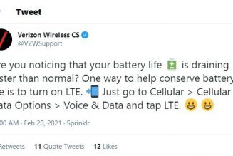 Verizon support says you should turn off 5G to save your phone’s battery