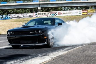 Dodge Challenger Hellcat Leaves Car Event, Immediately Tips Over Chevy Silverado