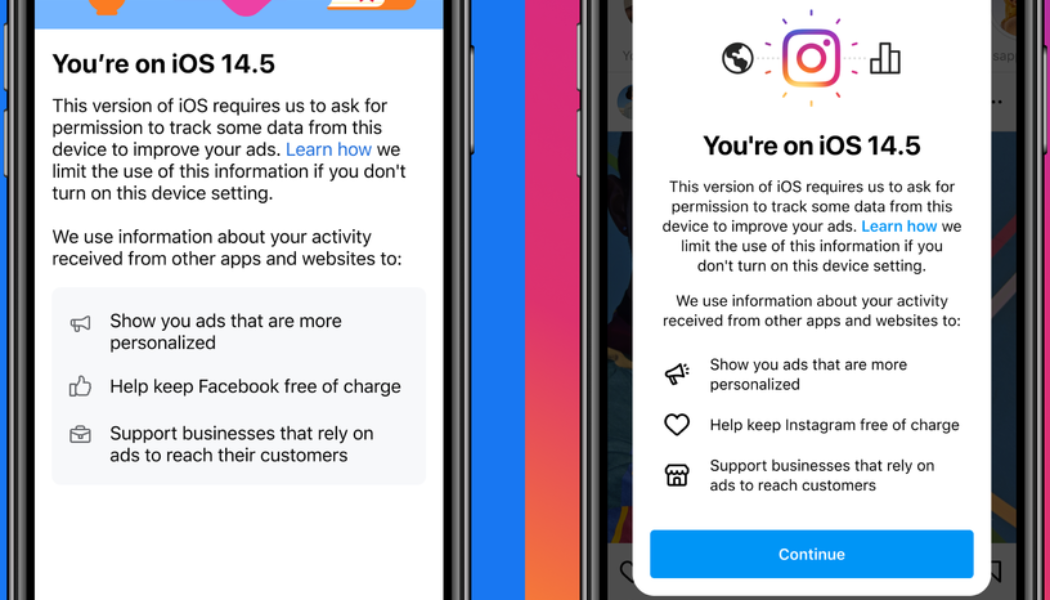 Facebook and Instagram notices in iOS apps tell users tracking helps keep them ‘free of charge’