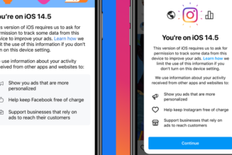 Facebook and Instagram notices in iOS apps tell users tracking helps keep them ‘free of charge’