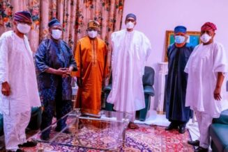 Kaduna air crash: Senator Tinubu, others condole with President Buhari at Aso Villa