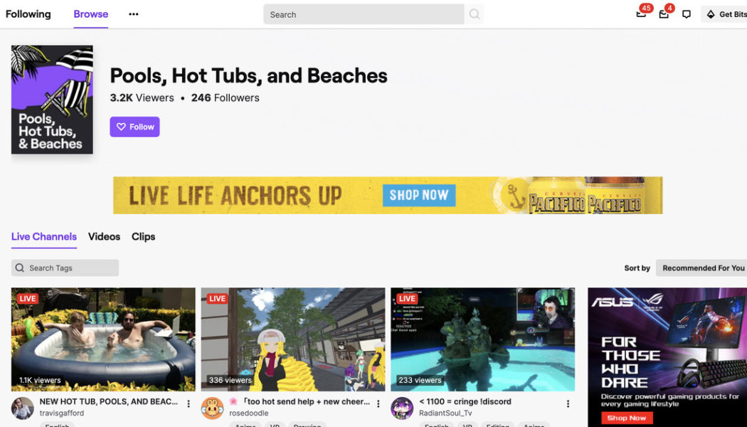 Twitch launches a dedicated ‘hot tubs’ category after advertiser pushback