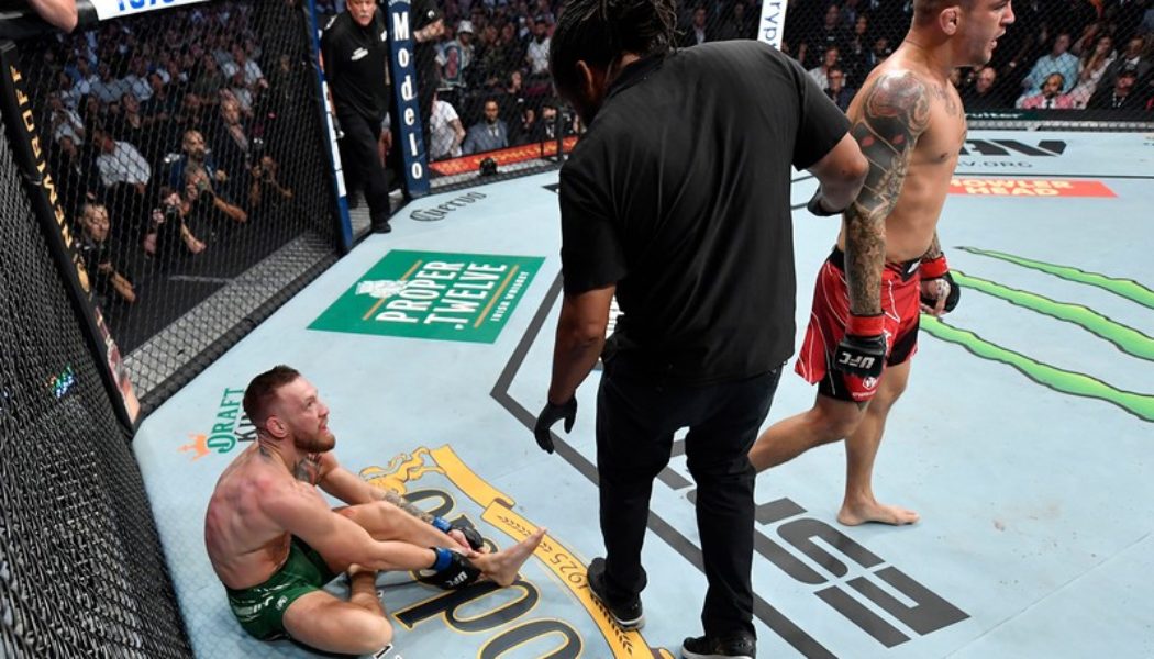 Conor McGregor Breaks Leg in Dustin Poirier Trilogy Fight