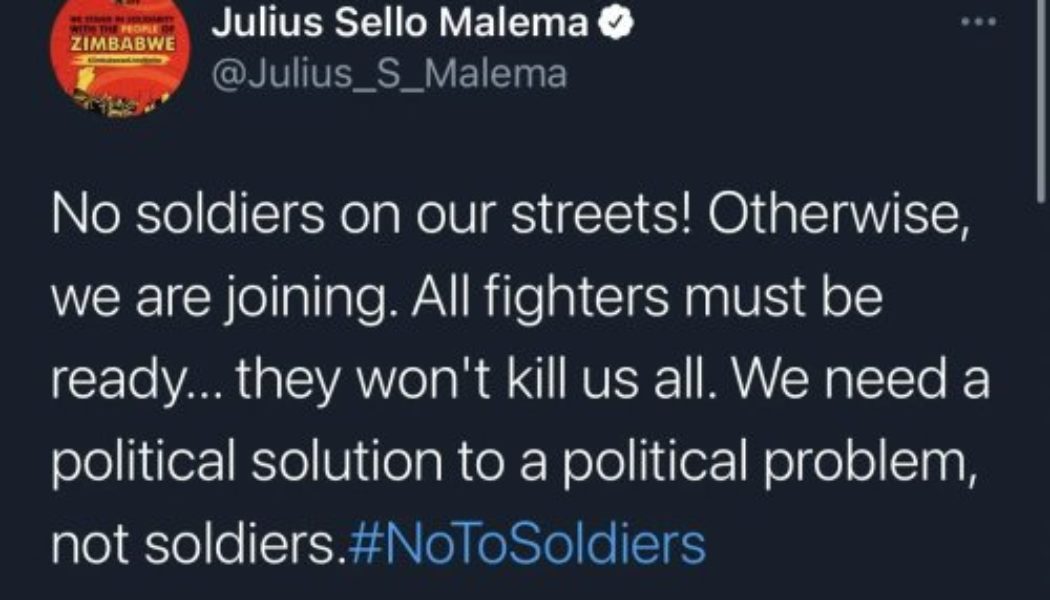 Julius Malema ‘Temporarily’ Suspended by Twitter for #ShutdownSA Posts