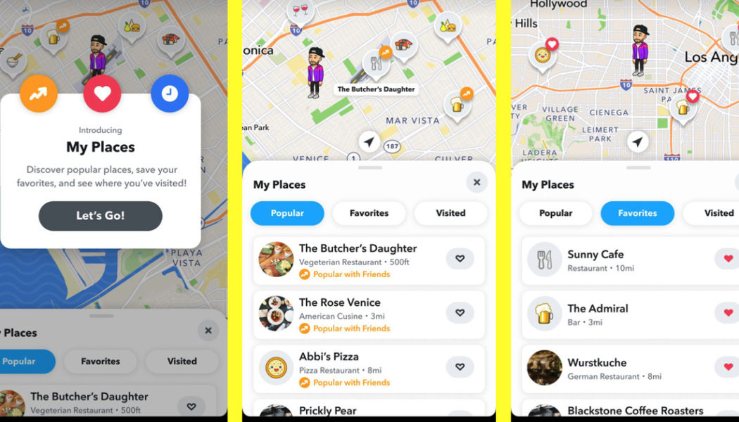 Snapchat’s built-in map will start recommending places for you to visit