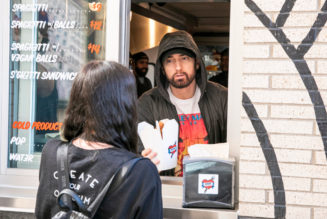 Eminem Works Takeout Window at Mom’s Spaghetti’s Grand Opening