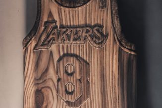 Kobe’s 24 Jersey Immortalized in an Elaborately Carved Block of Pinewood