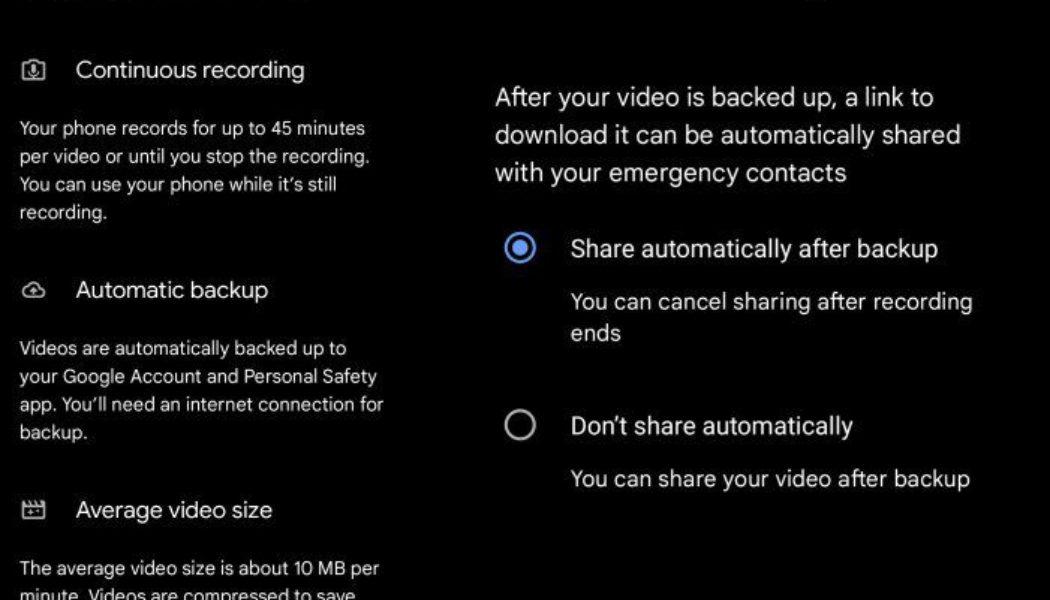 Pixel phones can automatically record and upload video in an emergency