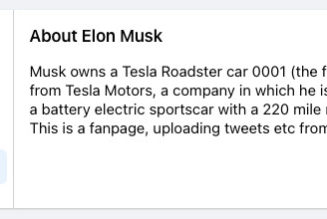 Facebook verified a fan page posing as Elon Musk