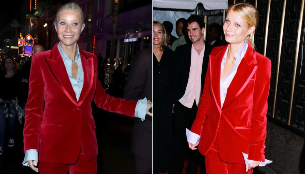 Gwyneth Paltrow Wears a Replica of Her 1996 Red Gucci Suit For the Brand’s 2021 Fashion Show