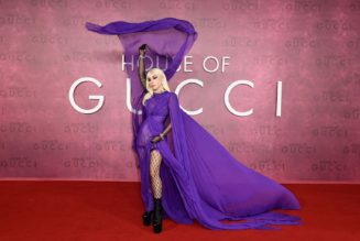 Lady Gaga Stuns in Billowing Purple Chiffon Gown on First ‘House of Gucci’ Red Carpet
