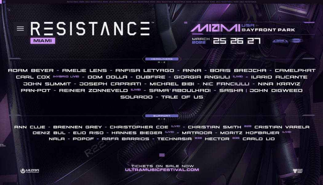 Amelie Lens, Carl Cox, Nina Kraviz, More to Play Ultra 2022’s RESISTANCE Island