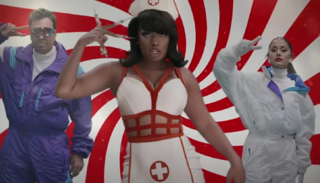 Ariana Grande, Megan Thee Stallion and Jimmy Fallon Get us Warmed up for a ‘Masked Christmas’: Watch