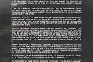 Read the S.T.A.L.K.E.R. 2 developer’s deleted explanation for why you’re getting NFTs