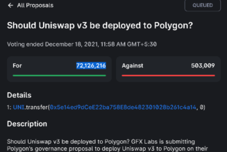 Uniswap v3 contracts deployment on Polygon approved with 99.3% consensus