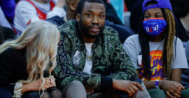 Meek Mill Celebrates Philadelphia 76ers Win Over Lebron James-Less Lakers By Crashing Press Conference