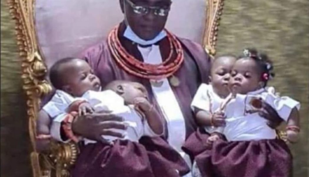 PHOTOS: Oba Of Benin, Wife With Quadruplets
