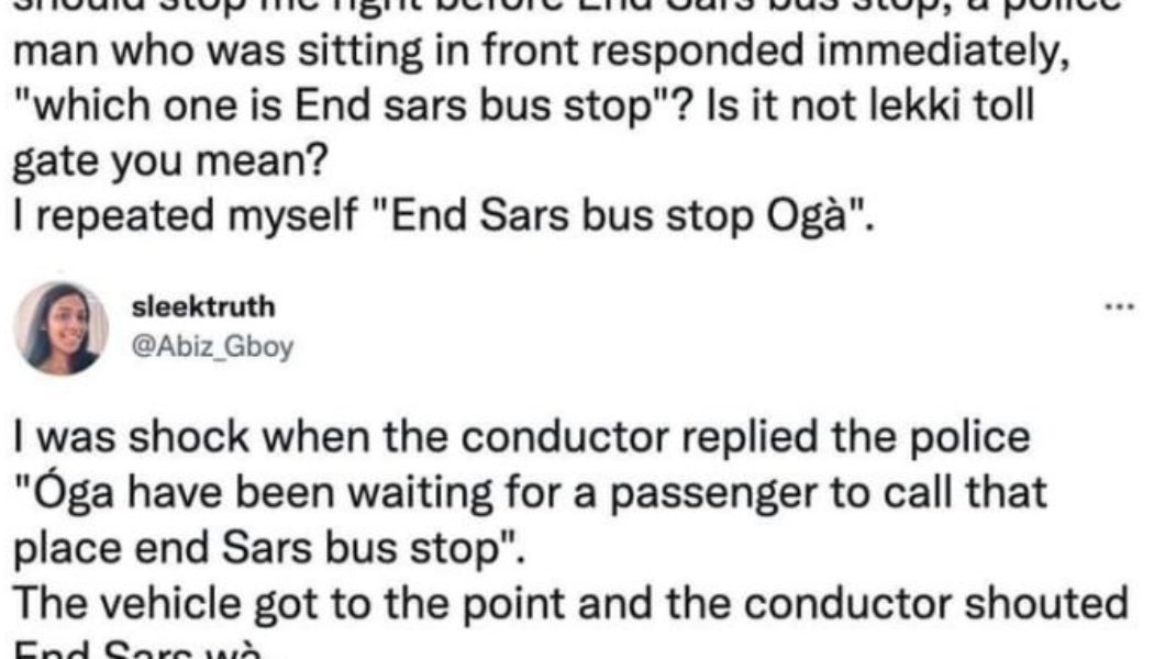 Reactions As Commuter Calls Bus Stop Close To Lekki Toll Gate #EndSARS