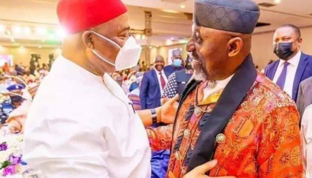PHOTOS: Political Foes, Gov Uzodinma, Okorocha Hug At Abuja Event