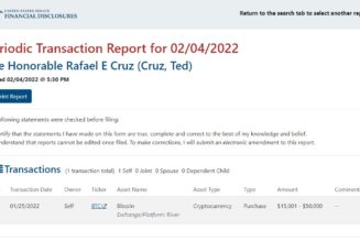 Ted Cruz buys the Bitcoin dip