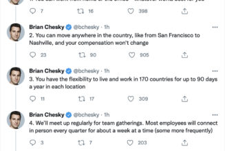 Airbnb announces it won’t dock employees’ pay if they go remote