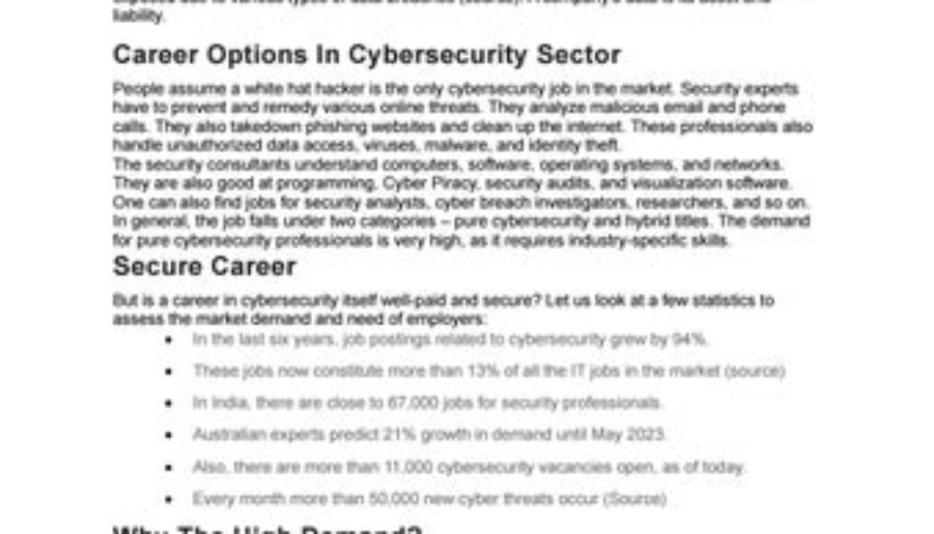 How a Career in Cybersecurity Can Secure Your Future