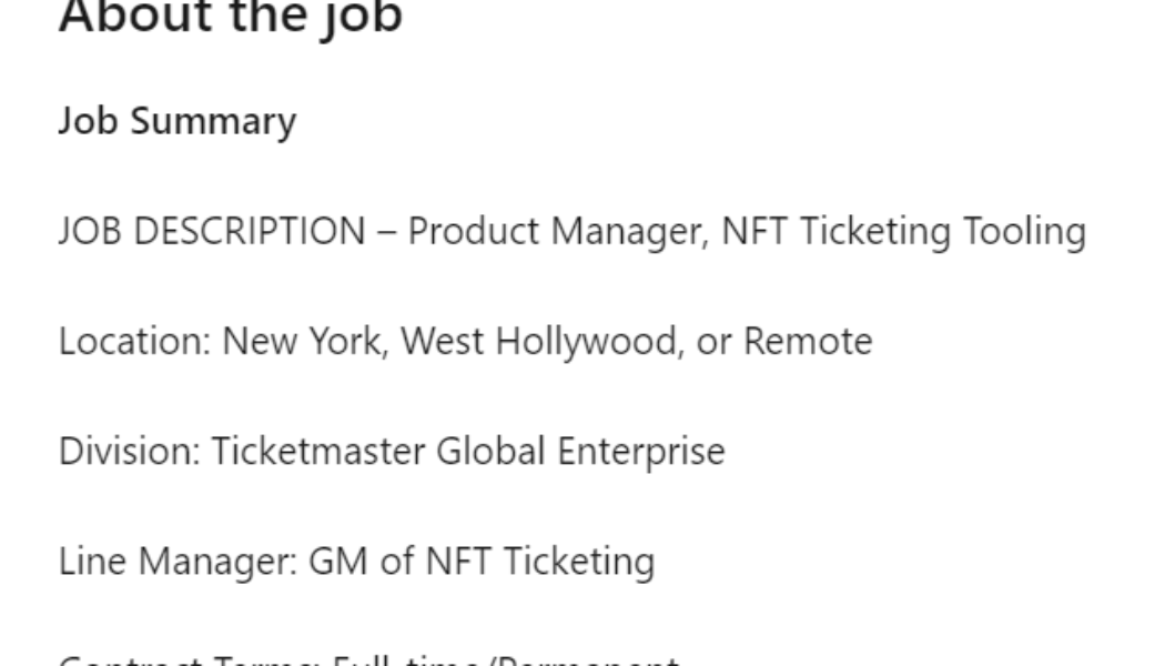 Ticketmaster scouts productization of enterprise NFTs beyond ticketing
