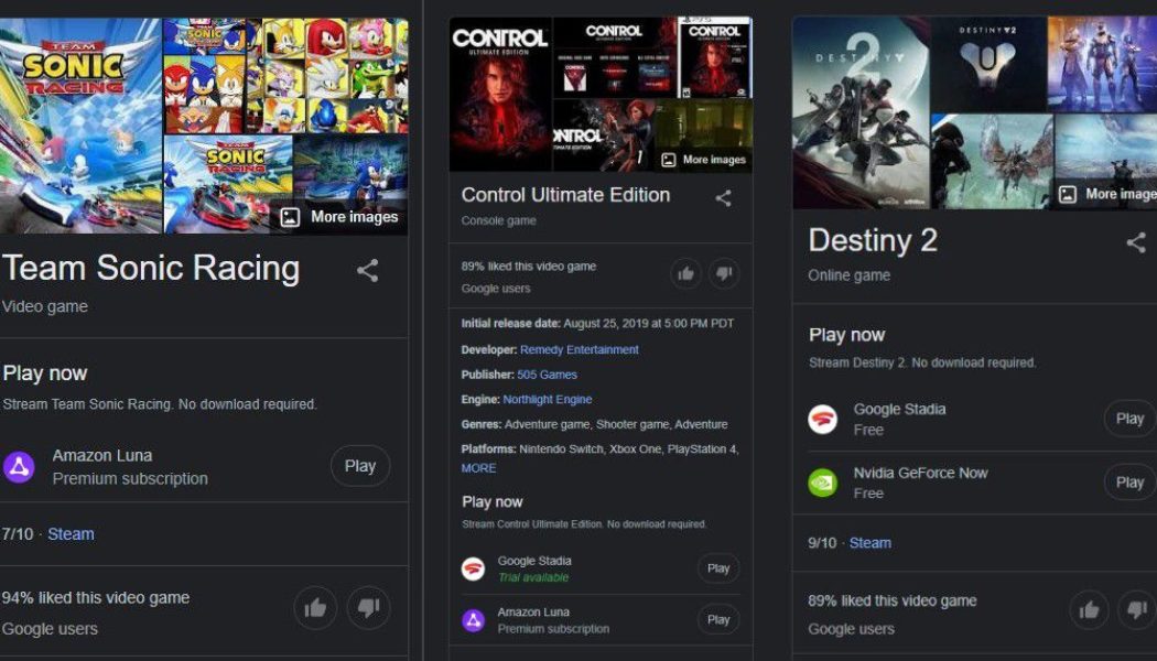 Google is letting some people launch cloud games directly from search results