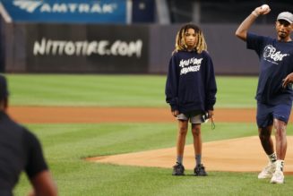 Pharrell Williams Throws First Pitch at New York Yankees Game
